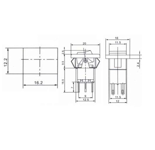 Переключатель клавишный SWRS-203-E5 on-off-on красный