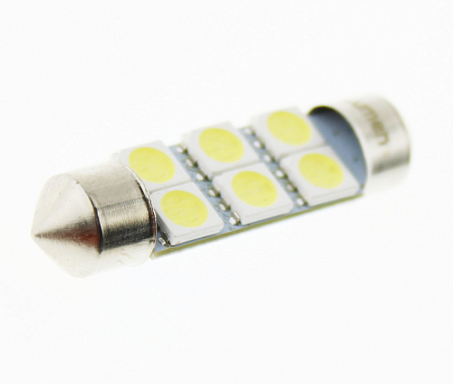 Светодиодная лампа C5W (T11x39) 24V 5050 6 SMD LED White Lumen