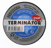 Изолента Terminator ICA8P черная ПВХ 19мм x 20м, 0.22мм