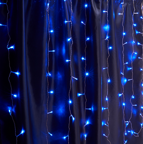 Гирлянда-занавес 230V 240 LED 2х2м, синий, IP44, сетевой шнур 3м, CL20