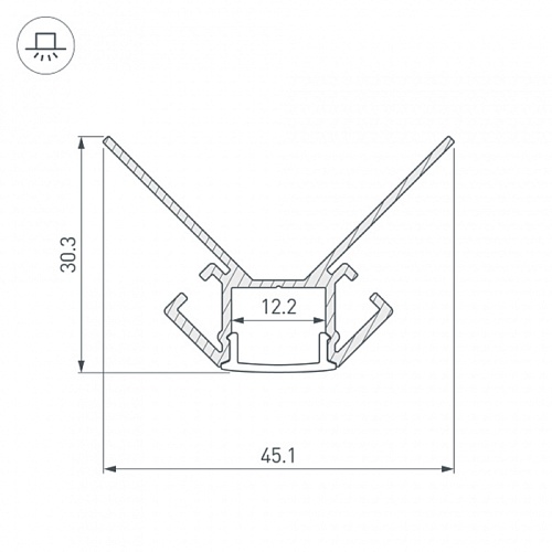 Профиль угловой ARH-DECORE-S12-EXT-2000 ANOD (2000х45,1х30,3мм) под отделку