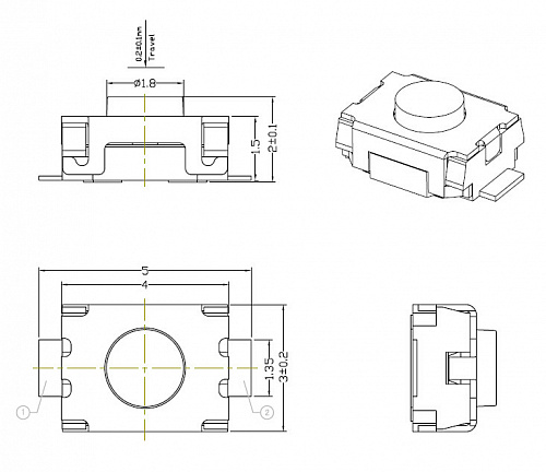 Кнопка тактовая IT-1185AP  4.9x3.0x2.00мм