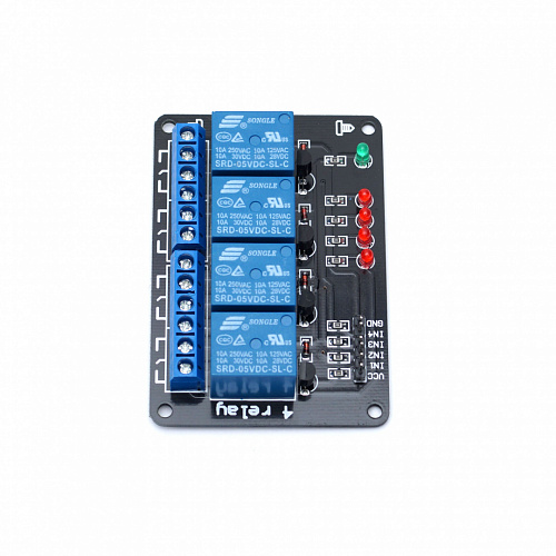 Модуль реле 4 канала (5В, 10А) тип2 для Arduino