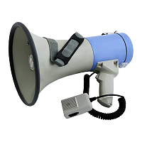 Ручной 25Вт ЭМ-25сса (синий,выносной микрофон, сирена, свисток, Li аккумулятор, разъем 12В) 