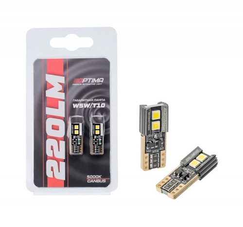  W5W (T10) LG Chip CAN 220Lm 12V 5000K Optima Premium  2шт