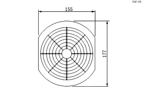 Решетка для вентилятора 172x172мм пластик