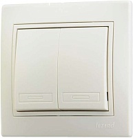 Выключатель Lezard Mira с/у 2-кл 250V 10А бежевый