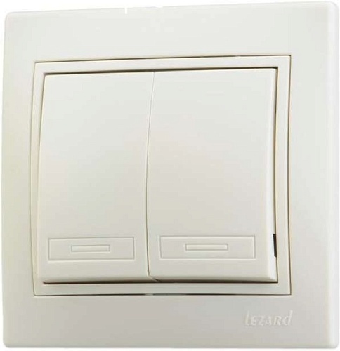 Выключатель Lezard Mira с/у 2-кл 250V 10А бежевый