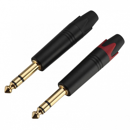 6.3мм штекер на кабель (стерео, металл/пластик GOLD), Разъём