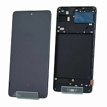 Дисплей для Samsung Galaxy A71 (A715F) модуль с рамкой Черный - (OLED) (Full Size)