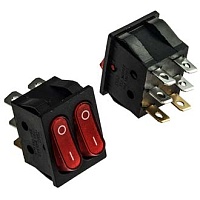 Переключатель клавишный KCD4-2101N-C3-R/6P on-off красный-красный