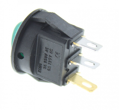 Переключатель клавишный KCD1-204/N on-off зеленый 12V