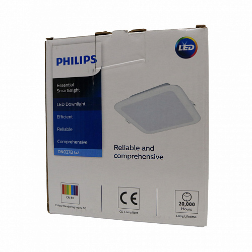 Светильник квадратный Philips DN027B G2 7W 220-240V L100 RU (7Вт, 600Лм, 6.5К) Повреждение упаковки