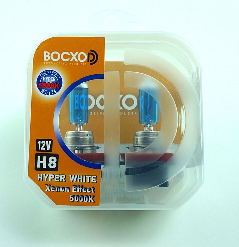 Галогенная лампа головного света H8 BOCXOD Hyper White 5000K 12V 35W PGJ19 80191HW2 2шт