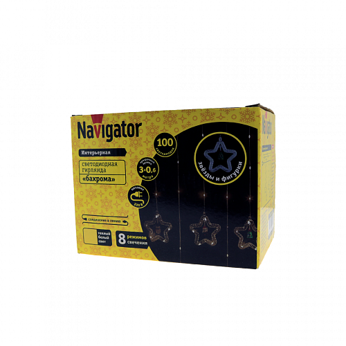 Гирлянда "бахрома звезды и фигурки" Navigator NGF-D035-01 WW 3*0.6м IP20