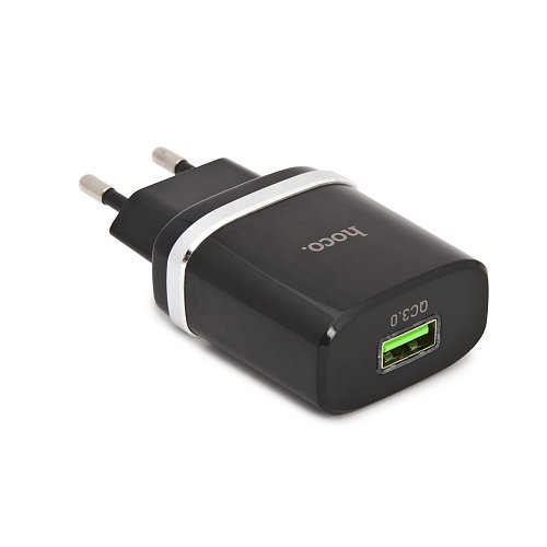 Зарядное устройство Hoco C12Q, QC3.0, 3А, черный, USB-A