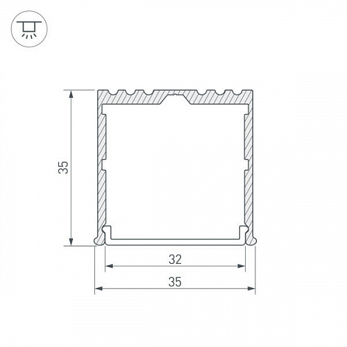 Профиль накладной ARH-POWER-W35-2000 ANOD (2000х35х35мм)