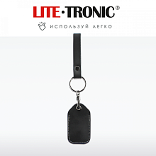 Чехол для брелока метки (черная кожа, белая окантовка) 