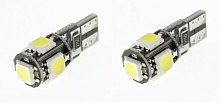 Светодиодные лампы T10 (W5W) 12V 5050 5 SMD LED Canbus White Lumen 2шт