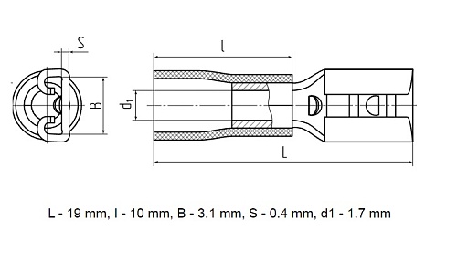 Клемма ножевая изолированная РПИ-М 1.5-(2.8) (0,5-1,5 mm2) Red
