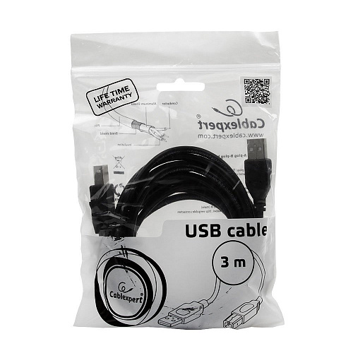 Кабель USB 2.0 Pro CCP-USB2-AMBM-10, AM/BM, 3,0м, экран, черный, пакет