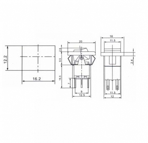 Переключатель клавишный SWRS-203-E5 on-off-on красный