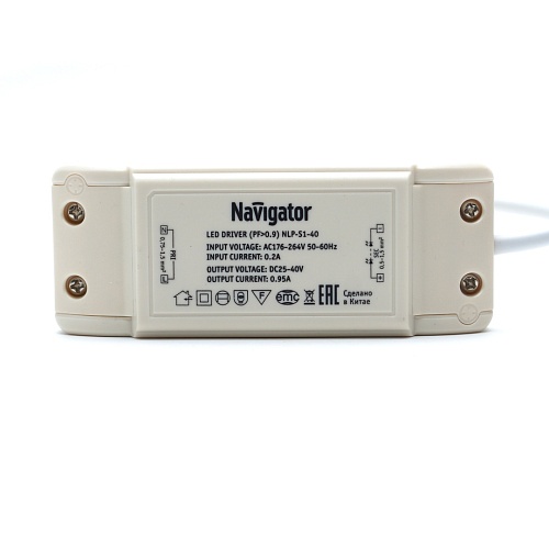 Драйвер Navigator ND-P40-950mA-IP40 (950mA, 25-40V) для панелей серии NLP-S1-40