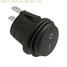 Переключатель клавишный SB039 IP65 on-off чёрный