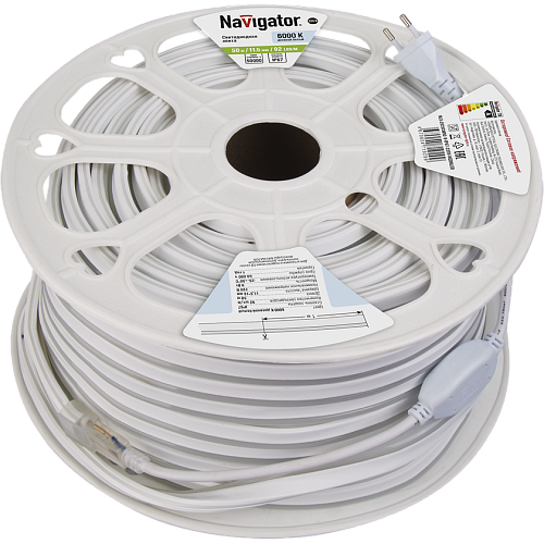 Лента светодиодная Neon LED Navigator NLS-2835СW92-9-IP67-220V-NEONLED белый