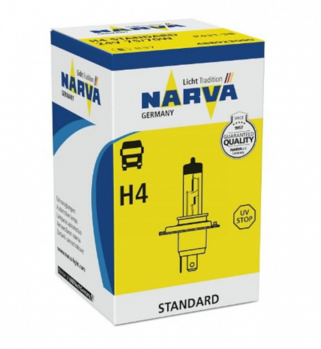 Галогенная лампа головного света H4 Narva Standart 3100K 24V 75/70W P43t-38 48892