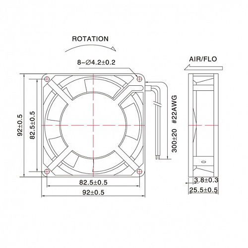 Вентилятор 5BITES FA9225B220HL 92x92x25мм 0,07А 220V