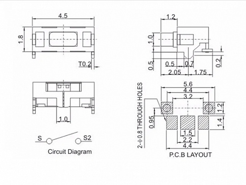 Кнопка тактовая 2.0x4,0x3.5мм