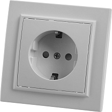 Розетка 1-местная с/з STEKKER PST16-9010-01, с защитной шторкой