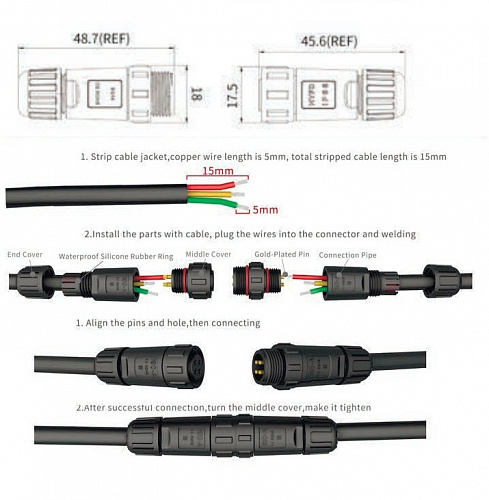 SZC-190 2pin (IP68), Разъем герметичный