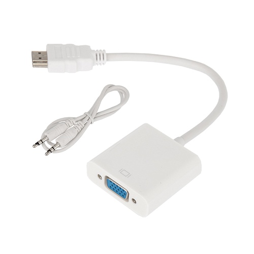 Переходник штекер HDMI - гнездо VGA, провод + шнур стерео 3,5 мм 