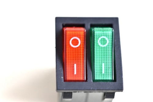 Переключатель клавишный KCD4-2101N-C3-RG/6P  on-off зелёный-красный