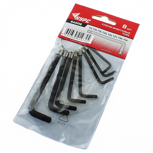 Ключи КУРС "Torx" , T9-T40 набор на кольце (8шт) 