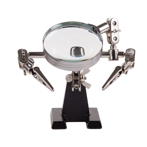 Держатель для плат с линзой Rexant 12-0251, 2 зажима, чугун, лупа (3х) 60мм