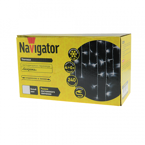 Гирлянда уличная «бахрома» Navigator NGF-D029-03 CW 240 4.7*0.6м IP44 BL
