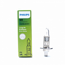 Галогенная лампа головного света H1 Philips LongLife EcoVision 3100K 12V 55W P14.5s 12258LLECOC1  1
