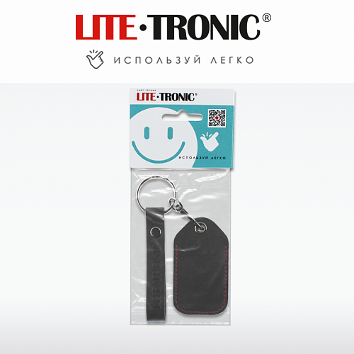 Чехол для брелока метки Lite-Tronic (черная кожа, красная окантовка)  Чехол для брелока метки Lite-Tronic (черная кожа, красная окантовка)