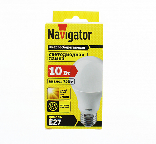 Лампа "груша" Navigator NLL-A60-10-230-2.7K-E27 (аналог лампы накаливания 75Вт, теплый белый)