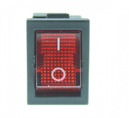 Переключатель клавишный KCD1-104(N)-1C R/4P 12V on-off красный