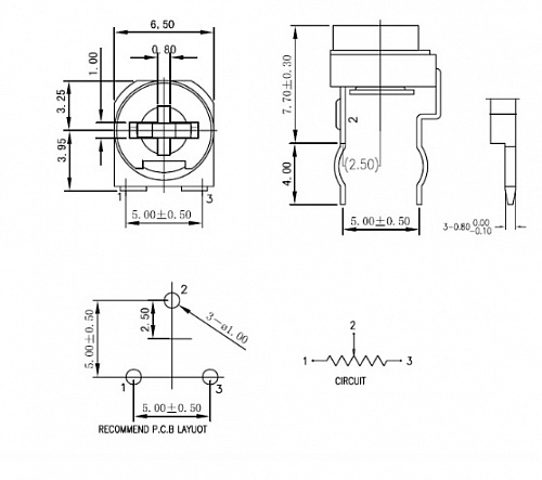 RM-065 1.0M 20%, Резистор подстроечный