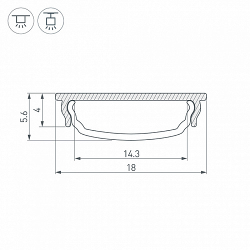 Профиль накладной гибкий Arlight ARH-BENT-W18-2000 ANOD (2000х18х4мм)