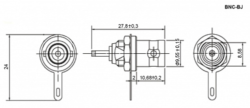 BNC-BJ гнездо в корпус, Разъём высокочастотный