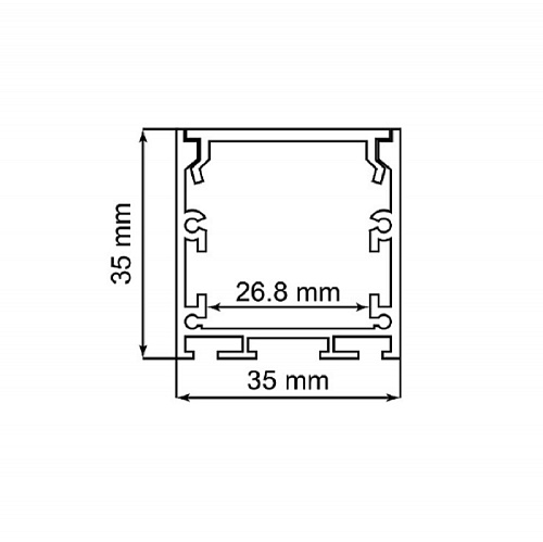 Профиль накладной CAB256 (POWER) 2000*35*35 мм черный (в комплек: матов экран, 2 заглуш, 4 крепежа)