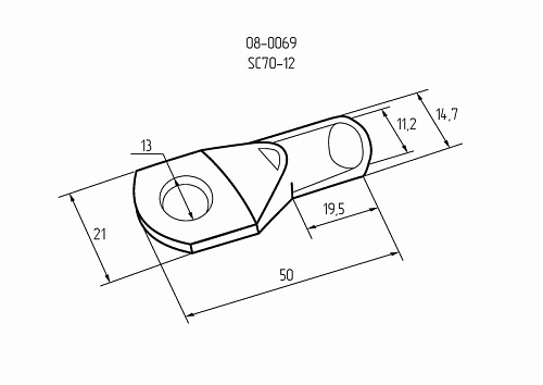 Клемма тип *O* неизолированная ТМЛ (DIN) 70-12 (70mm2)