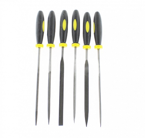 Набор надфилей FIT, прорезиненная ручка, 5x150мм (6шт)