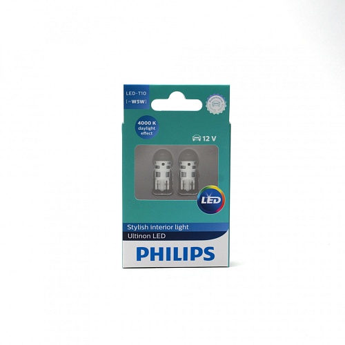 W5W Philips Ultinon LED White 4000К 12V T10 11961ULW4X2  